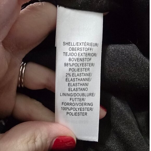 Adrianna Papell Long Sleeve Houndstooth Stretch Chiffon Sheath Dress Sz 14 - Picture 12 of 14